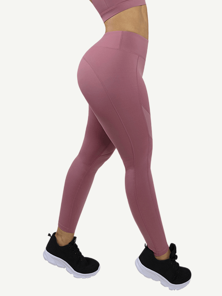 Wholesale Yoga Pants With See-through Tulle Splicing