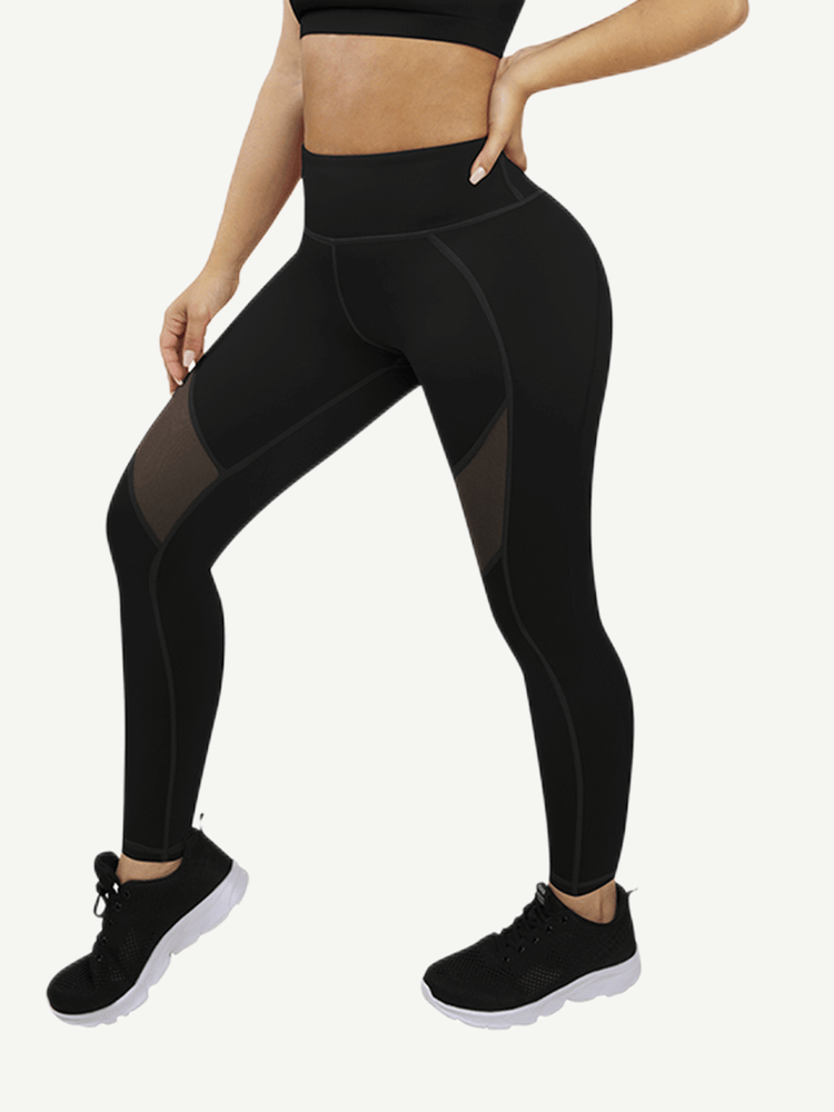Wholesale Yoga Pants With See-through Tulle Splicing