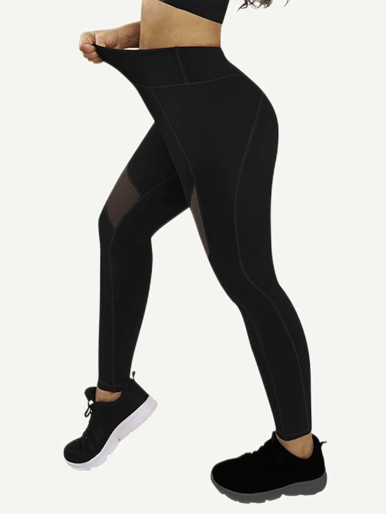Wholesale Yoga Pants With See-through Tulle Splicing