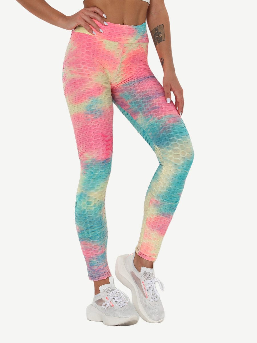 Wholesale Adorable Deep Blue Tie-Dyed Yoga Leggings Ankle Length Nice Quality