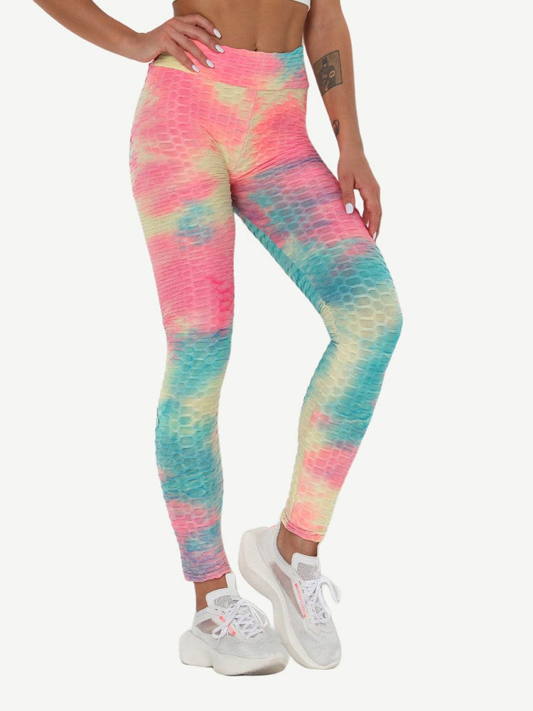 Wholesale Adorable Deep Blue Tie-Dyed Yoga Leggings Ankle Length Nice Quality