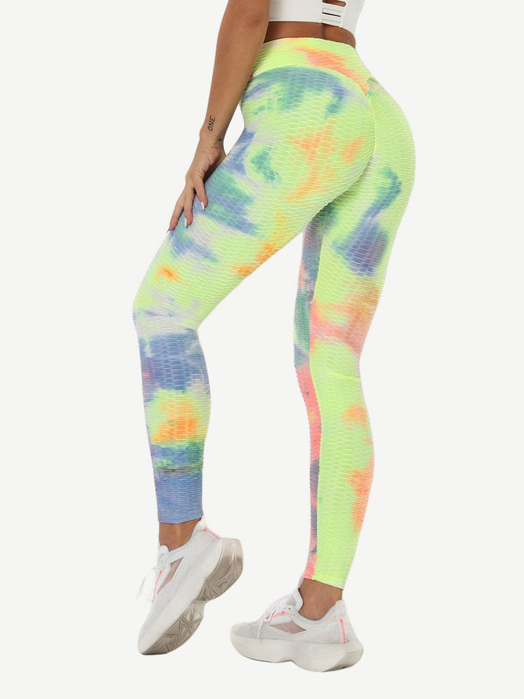 Wholesale Adorable Deep Blue Tie-Dyed Yoga Leggings Ankle Length Nice Quality