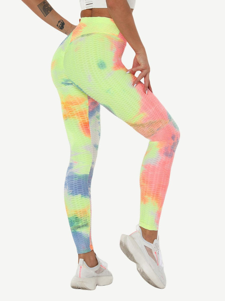 Wholesale Adorable Deep Blue Tie-Dyed Yoga Leggings Ankle Length Nice Quality