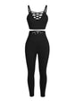 Wholesale Black Adjustable Straps High Waist Athletic Suit Quick Drying