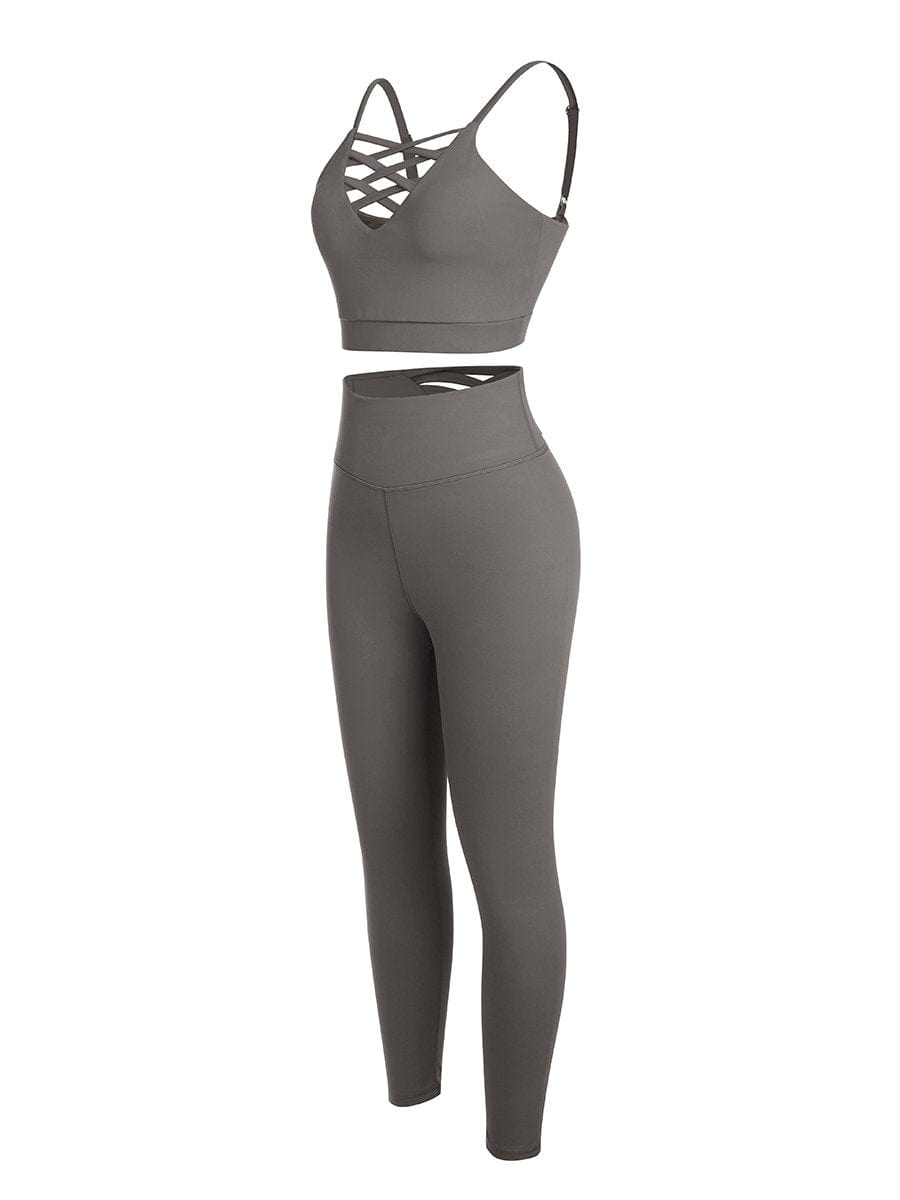 Wholesale Black Adjustable Straps High Waist Athletic Suit Quick Drying
