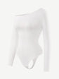Wholesale Seamless Diagonal Neck Long Sleeve Waist Trimming Thong Bodysuit