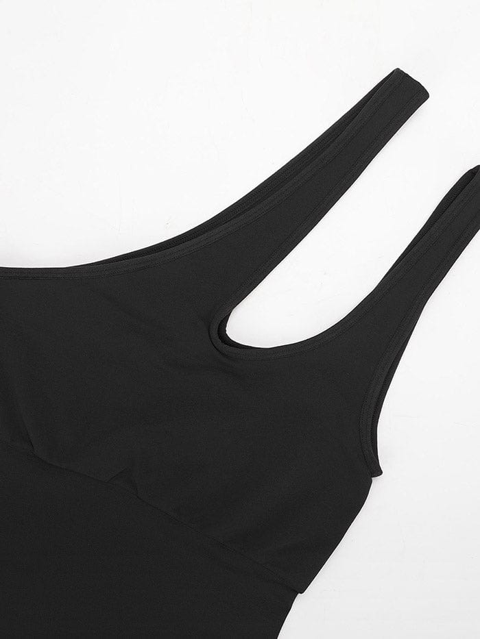 Wholesale One-shoulder Cut Out Waist and Abdomen Compression Shapewear Bodysuit