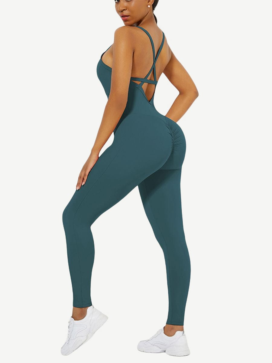 Wholesale Strappy Back Removable Pads Yoga Bodysuit For Women