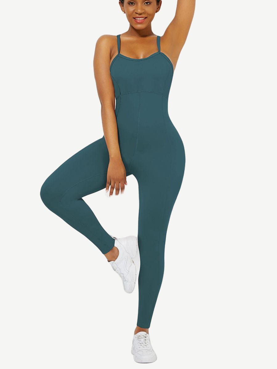 Wholesale Strappy Back Removable Pads Yoga Bodysuit For Women