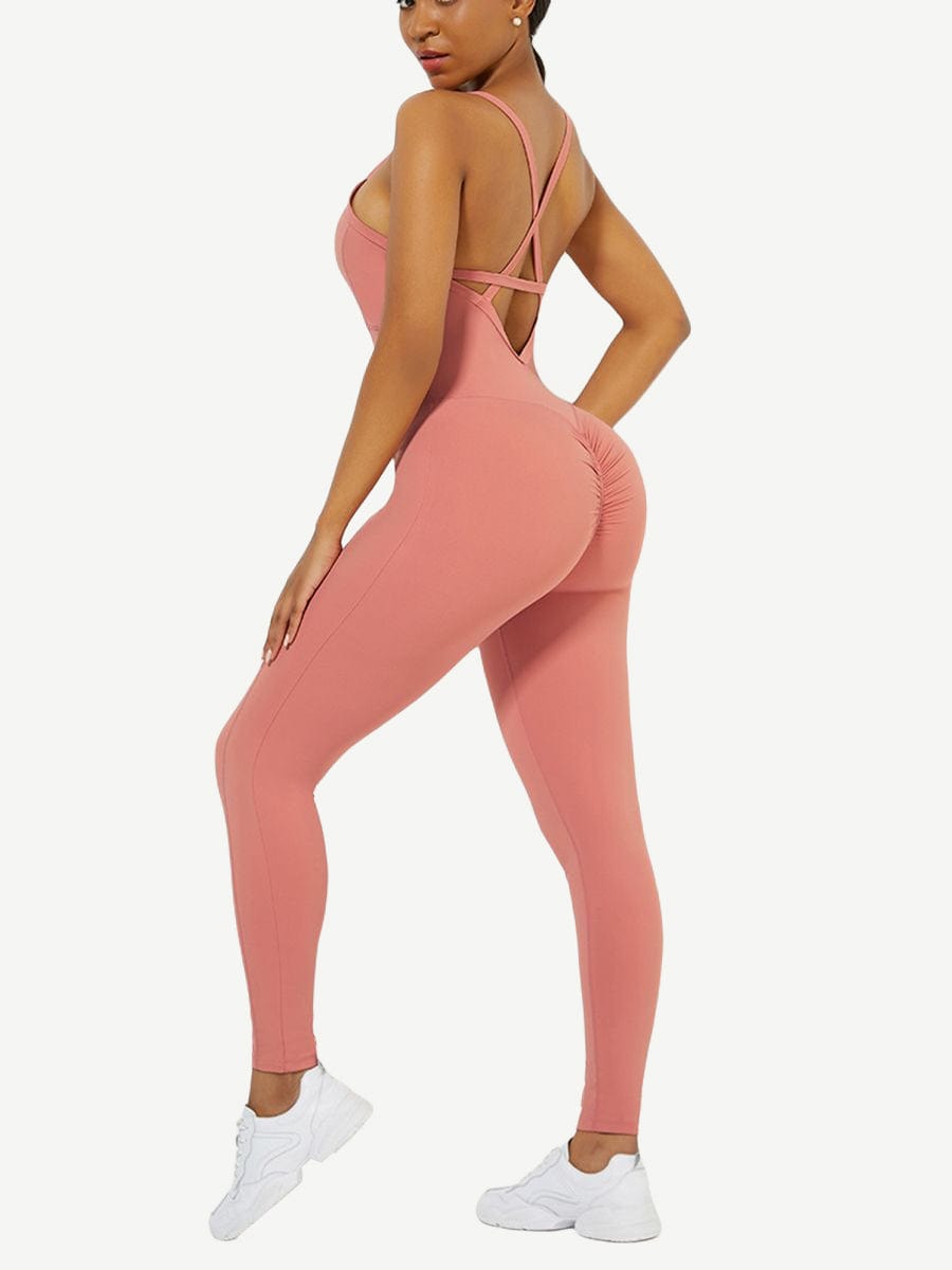 Wholesale Strappy Back Removable Pads Yoga Bodysuit For Women