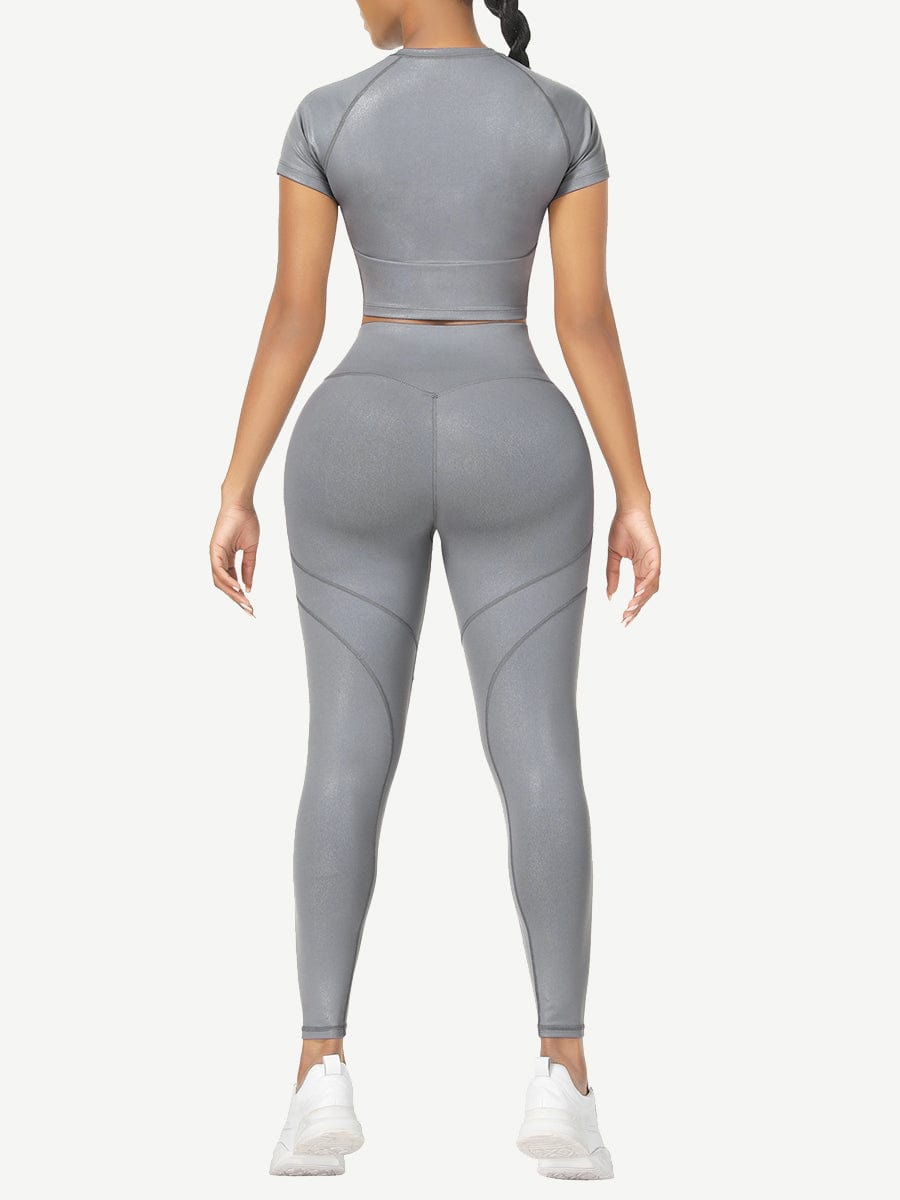 Wholesale Short Sleeves High Waist Yoga Suits For Fitness Moisture Wicking