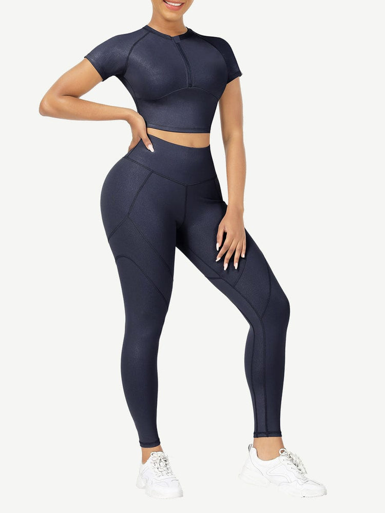 Wholesale Short Sleeves High Waist Yoga Suits For Fitness Moisture Wicking
