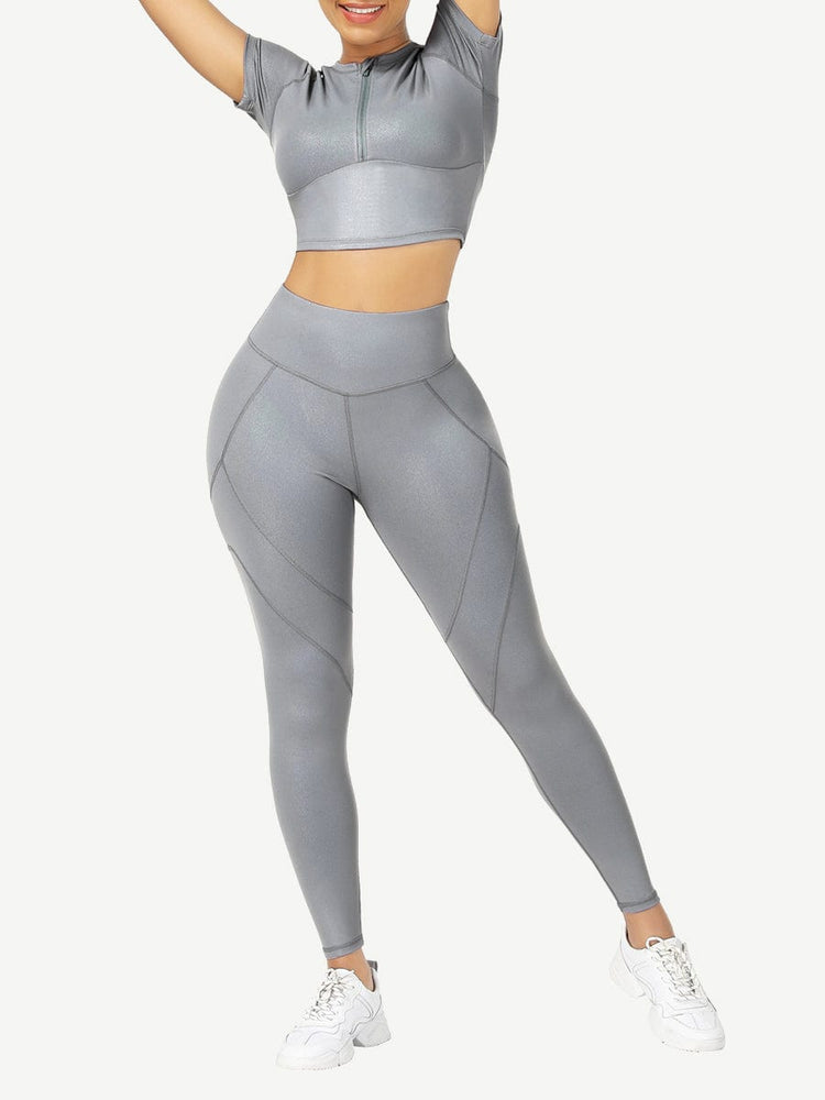 Wholesale Short Sleeves High Waist Yoga Suits For Fitness Moisture Wicking