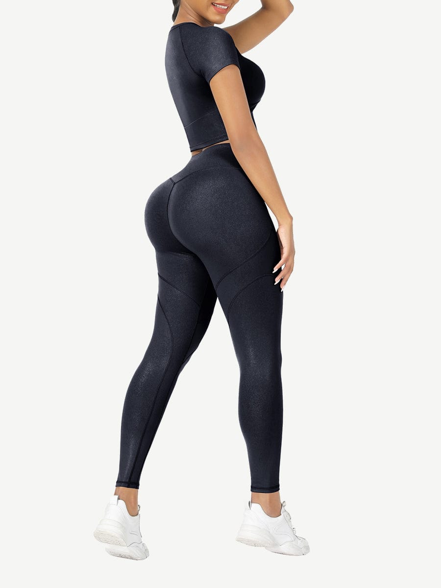 Wholesale Short Sleeves High Waist Yoga Suits For Fitness Moisture Wicking
