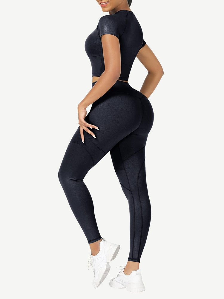 Wholesale Short Sleeves High Waist Yoga Suits For Fitness Moisture Wicking