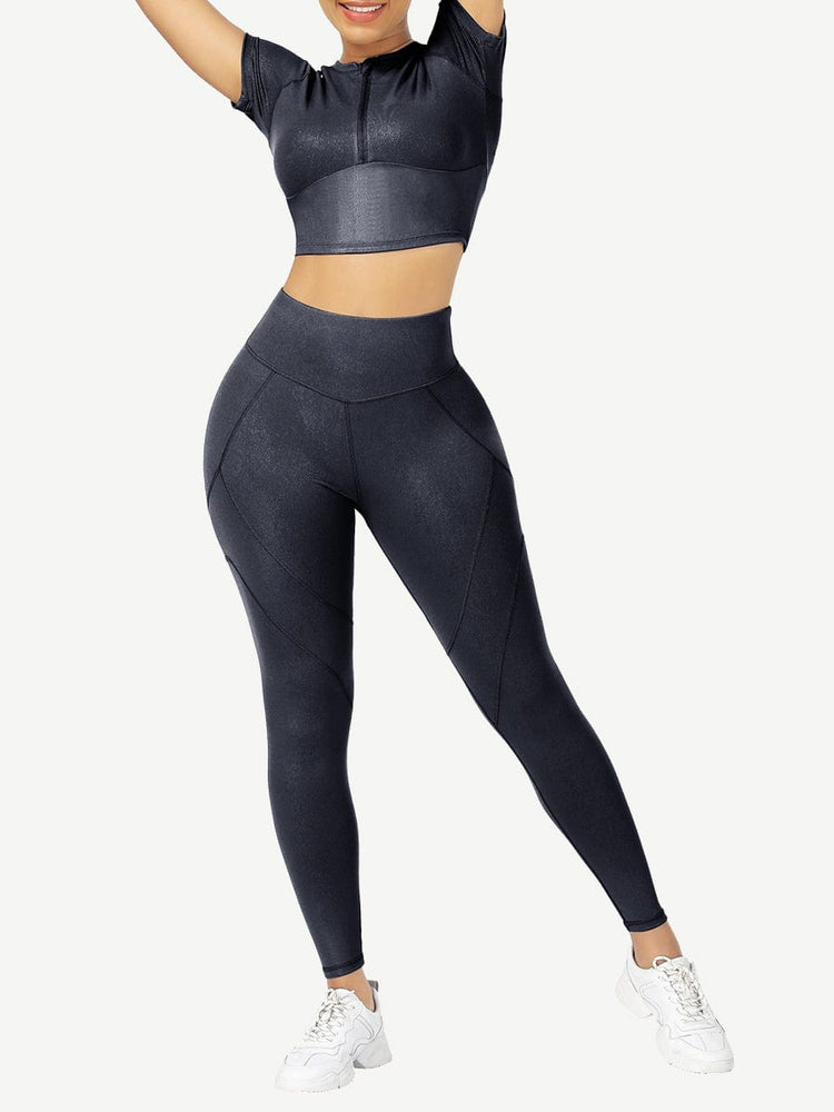 Wholesale Short Sleeves High Waist Yoga Suits For Fitness Moisture Wicking