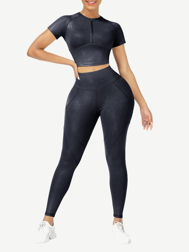 Wholesale Short Sleeves High Waist Yoga Suits For Fitness Moisture Wicking