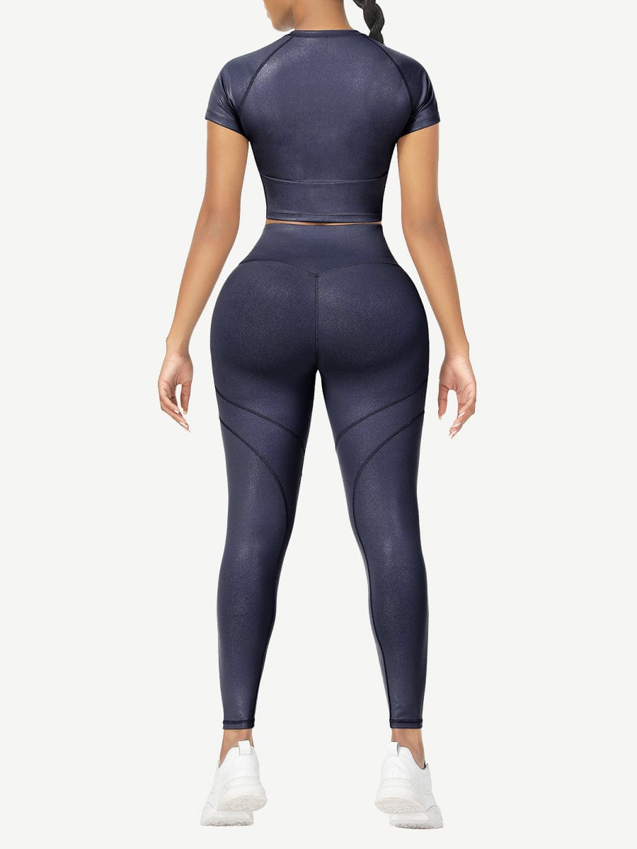 Wholesale Short Sleeves High Waist Yoga Suits For Fitness Moisture Wicking
